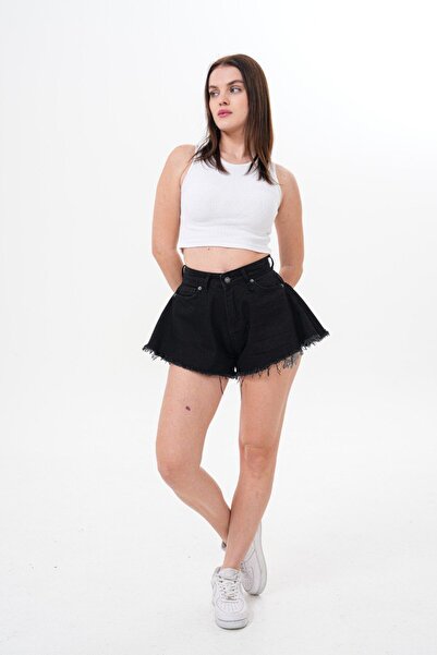 Flaubert Women's Black Color Mini Denim Shorts