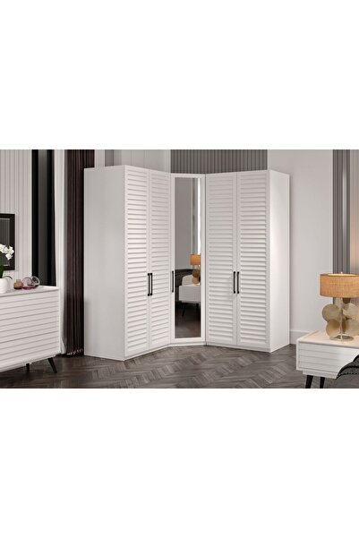 Doressa Home Rent White 5 Kapılı Köşe Gardırop