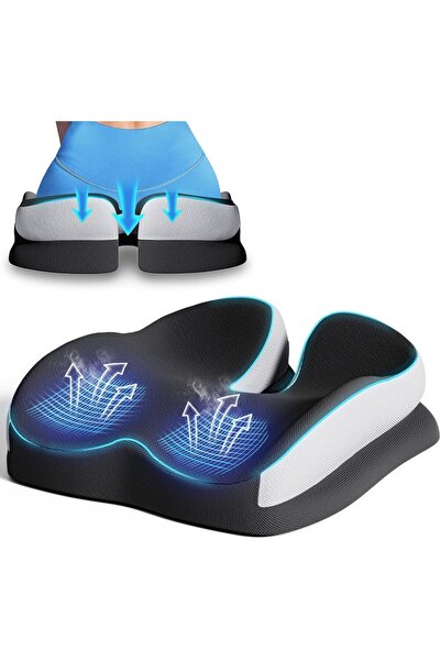 Pomefar Memory Foam Seat Cushion,Non-Slip,Tailbone Pain Relief,Office,Car,Whe...