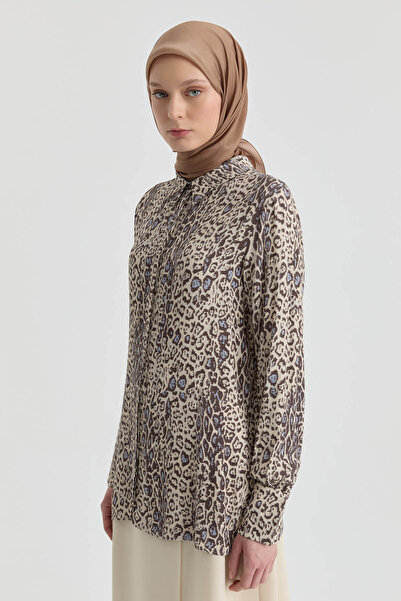Tuğba Leopar Desenli Gömlek - Kahve