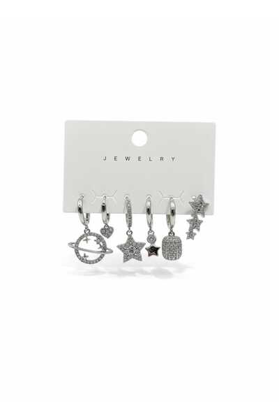 gökhan bengi design Multi-Earrings with Stones and Star Details