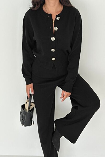 Noi Belis Rose Button Detailed Knitwear Cardigan Aw25Hi0075