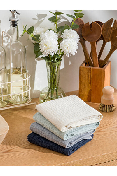 OEM Set of 4 kitchen towels, 100% cotton, Grid Blue Harmony