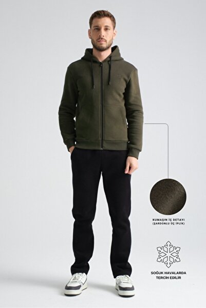 Shooter Sportswear Haki Winter Men's Tracksuit Set Luxe Regular Hooded