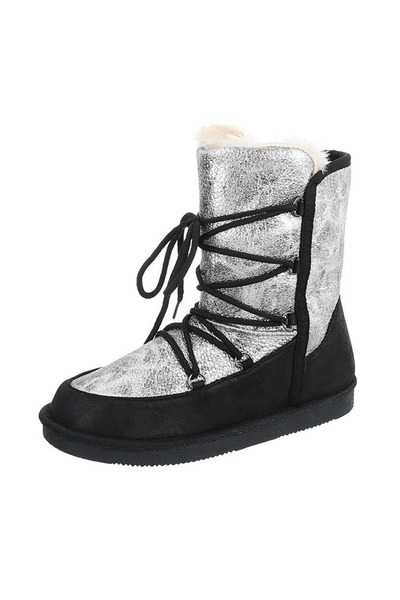 2018 Snow boots with laces, fur lined, metallic black colour, size 36