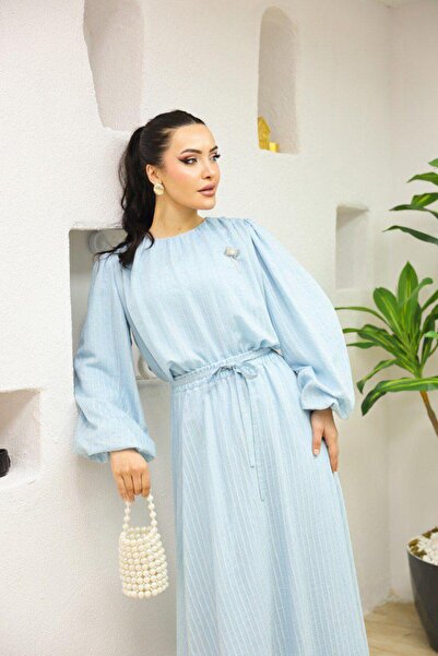 Dadali Striped Modern Suit with Accessories Baby Blue