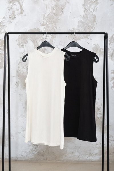 LOCCO Bluză de corp pentru femei, fără mâneci, albă