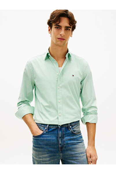 Tommy Hilfiger Green Flex Poplin Solid Rf Shirt