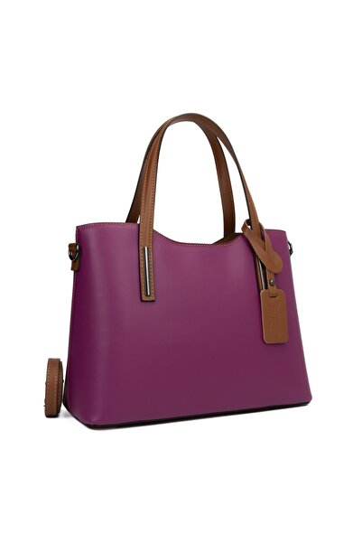 Posete Fagaras Poseta Piele Michelle - Fucsia - Coniac, Geanta Office din Pie...