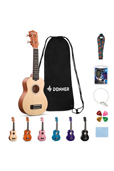 Saatistan Soprano Ukulele Seti, Doğal Renk, Yüksek Kalite, Hafif ve Taşınabilir