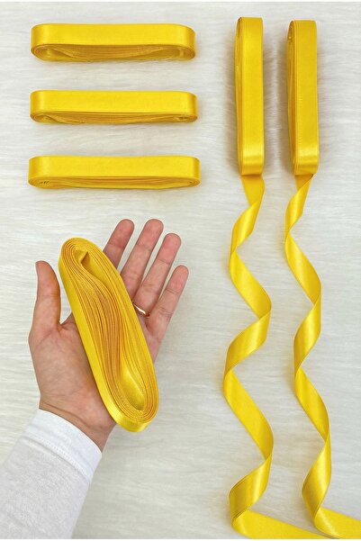 ZEYMERADE Panglică din satin galbenă 2 cm 10 metri, Bohça Ceai, Nuntă, Henna,...