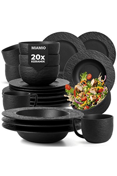 MIAMIO Dinner service for 4 people, Complete set 20x Oasis, Mugs, Bowls, Wide...