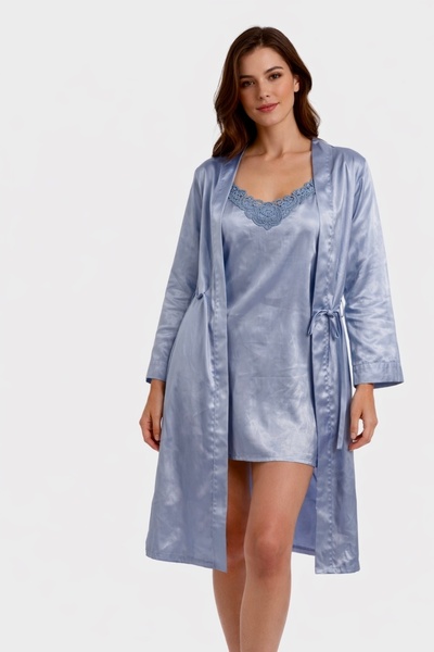 VIEN POLO طقم ملابس نوم وقميص صباحي نسائي أنيق من الساتان