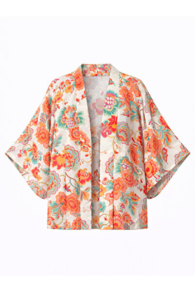 Retrobird Design Boho Pattern Mini Kimono Women's Yavruağzı