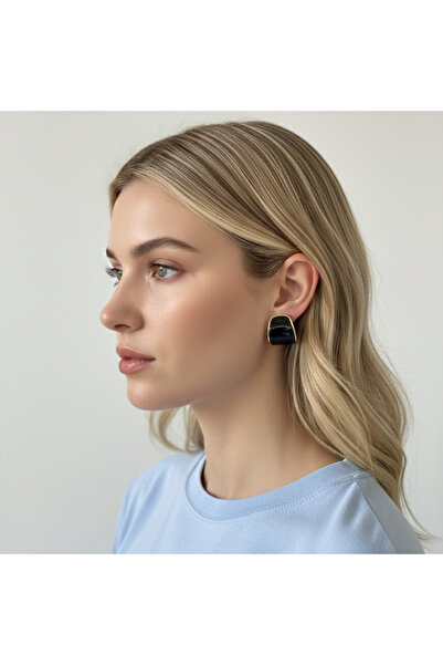 Madame Deco & Takı أقراط مادام سيلفاي بيضاوية الشكل من الفولاذ - لا تسبب التل...