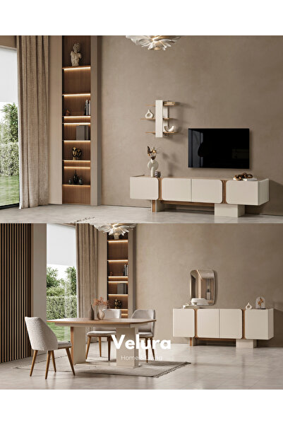Velura Home & Living Aura Yemek Odası Takımı + TV Ünitesi