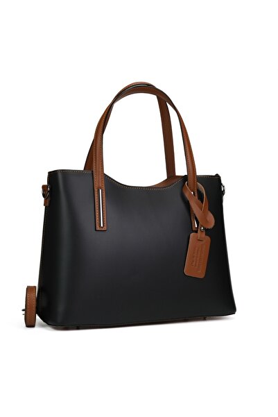 Posete Fagaras Michelle Leather Purse - Black - Cognac, Genuine Leather Offic...