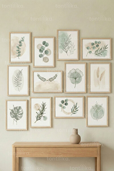 Tontilika 12 Parça Soft Botanik 2 Renk Seçenekli Dekoratif Çerçeve Görünümlü ...