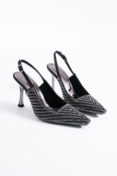 Moda Pie Yatlika open back woven stone embellished women's evening shoes - bl...