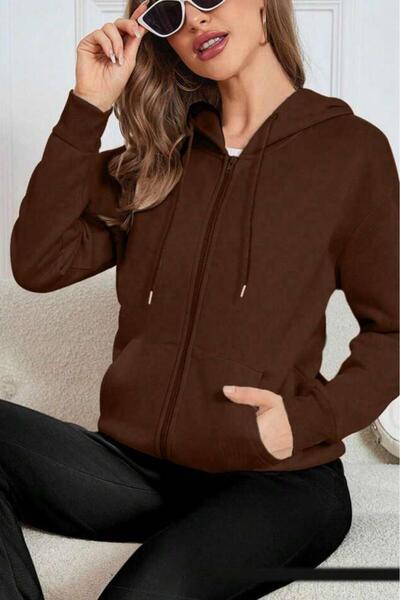 NO 601 Women's Winter Thick Zippered Hooded Cardigan