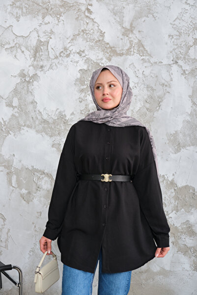 LOCCO Women's Hakim Collar Basic Shirt Black