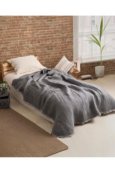 Peshtemalsan MÜSLİN TEK KİŞİLİK 9 KAT %100 PAMUK YORGAN DÜZ ANTRASİT