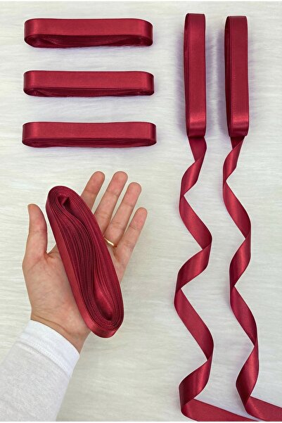 ZEYMERADE Burgundy Satin Ribbon 2 cm 10 Meters, Bohça Dowry Wedding Henna Cir...