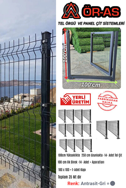 ÖR-AS TEL ÖRGÜ & PANEL ÇİT SİSTEMLERİ Panel Çit Takım ( 100 Cm Yükseklik 35 m...