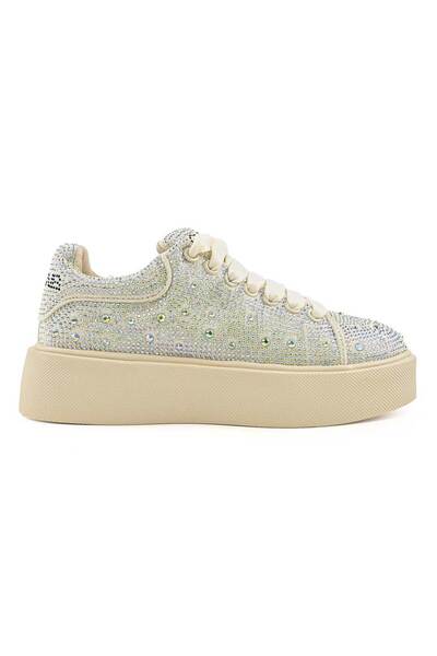 Tmall Women's Sports Shoes,-Leather with Rhinestones, D1464, Beige