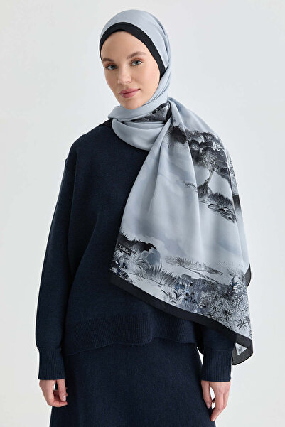 Tuğba Maren Krep İpek Şal - Lacivert