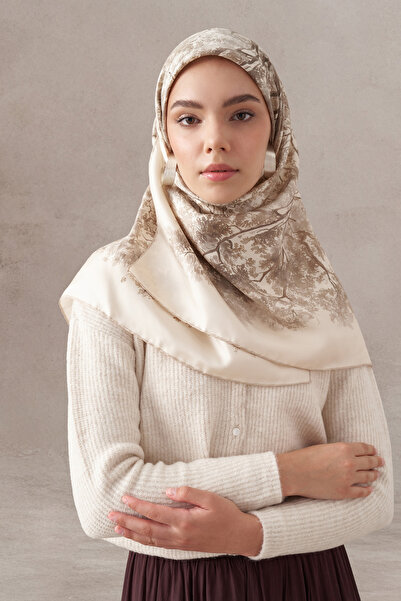 Tuğba Belva Twill İpek Eşarp - Bej