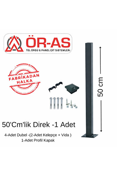 ÖR-AS TEL ÖRGÜ & PANEL ÇİT SİSTEMLERİ Panel Çit Direği Aksesuarlı-(-50cm-)Ren...