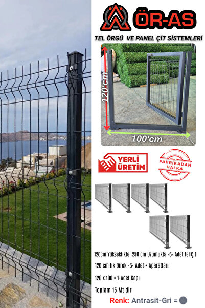 ÖR-AS TEL ÖRGÜ & PANEL ÇİT SİSTEMLERİ Panel Çit Takım ( 120 Cm Yükseklik 15 m...