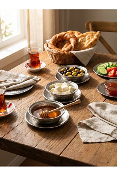 YUNUSOĞLU HOME Set of 3 Authentic Forged Patterned Steel Presentation Plates ...