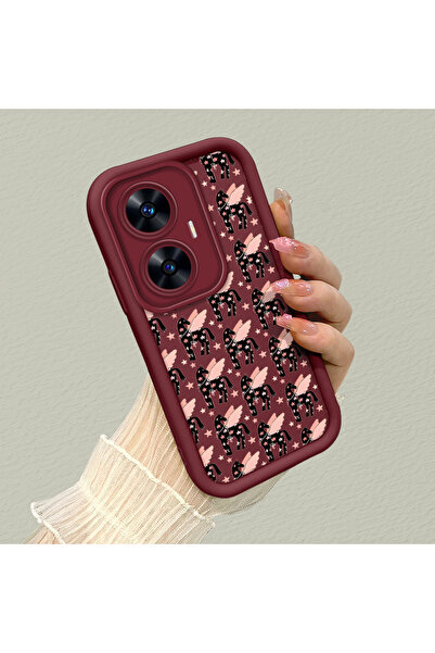 ucuc حافظة Realme C55 متوافقة مع السيليكون الأحمر الداكن المقاوم للصدمات مع ح...