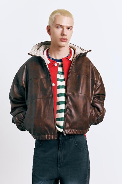 Pull & Bear Eskitme suni deri ceket