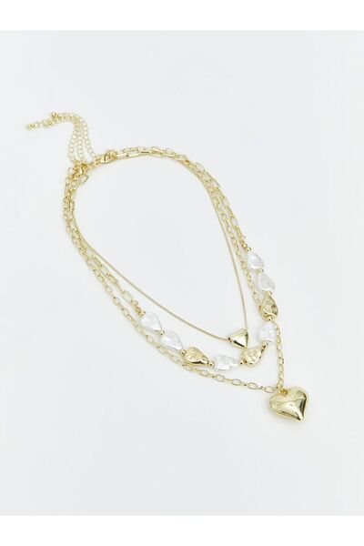 LC Waikiki LCW ACCESSORIES Sarı Kalp Figürlü Kadın Kolye