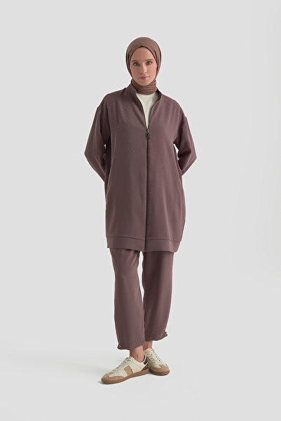 Armine Stone Embroidered Zippered Top and Bottom Summer Set