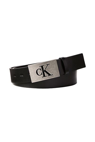 Calvin Klein حزام CK Plaque Smooth للرجال مقاس 35 مم