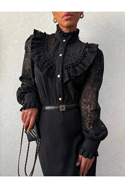 Pulli Collection Lace Fabric Pearl Embroidery Detailed Design Shirt