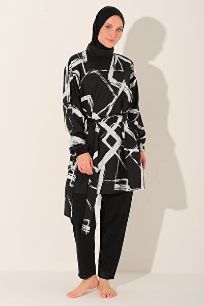 ALFASA Patterned Oversize Hijab Swimsuit - Alf26241