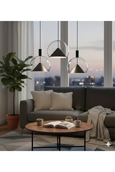 VEYRA Modern Glop Cam Konik Sarkıt Avize