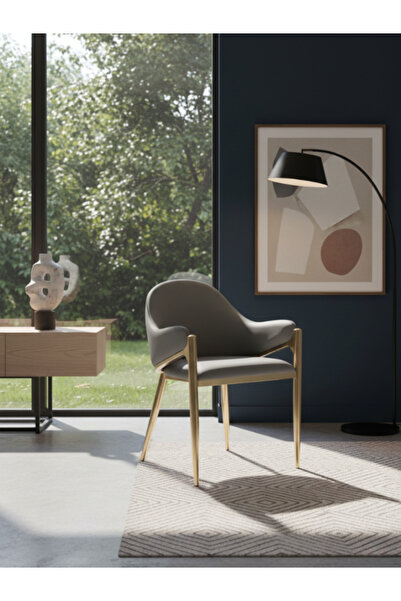 Bec4 كرسي مودرن من الجلد الفاخر وأرجل ذهبي