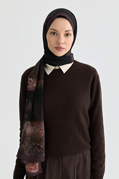 Tuğba Maren Krep İpek Şal - Mürdüm