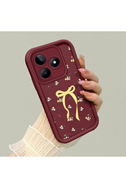 ucuc حافظة حماية من السيليكون باللون الأحمر الداكن متوافقة مع Realme C53، مقا...