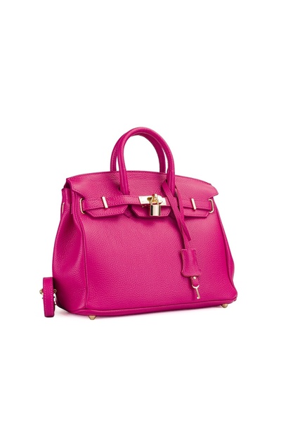 Posete Fagaras Mini Edith Leather Purse - Fuchsia, Casual Bag Made of Genuine...