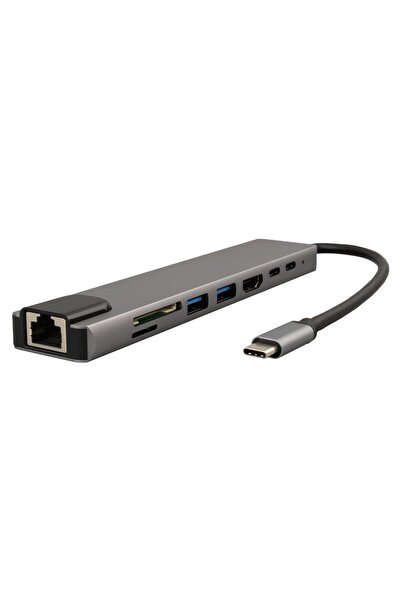 Powermaster Raca RC-29630 Type-C 8in1 HDMI Çok Fonksiyonlu USB 3.0 Dock Stati...