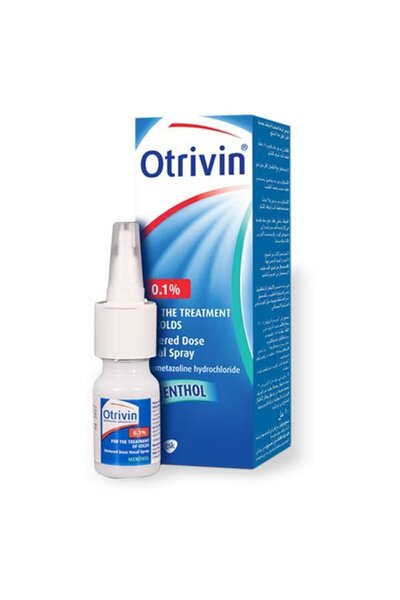 OTRIVIN 0.1% Xylometazoline HCL Metered Dose Nasal Spray Menthol Scent, 10ml