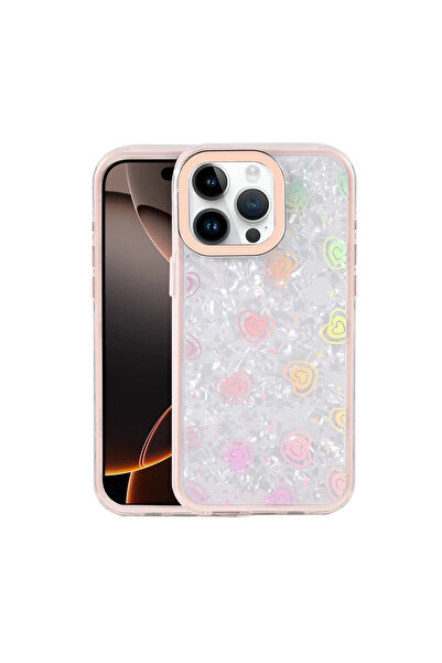 eco port غطاء آيفون 15 برو لومي منقوش - وردي