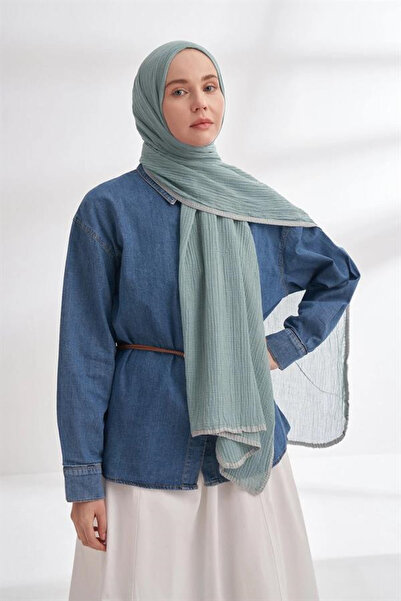ARMANDA Muslin Piping Shawl - Mint Green